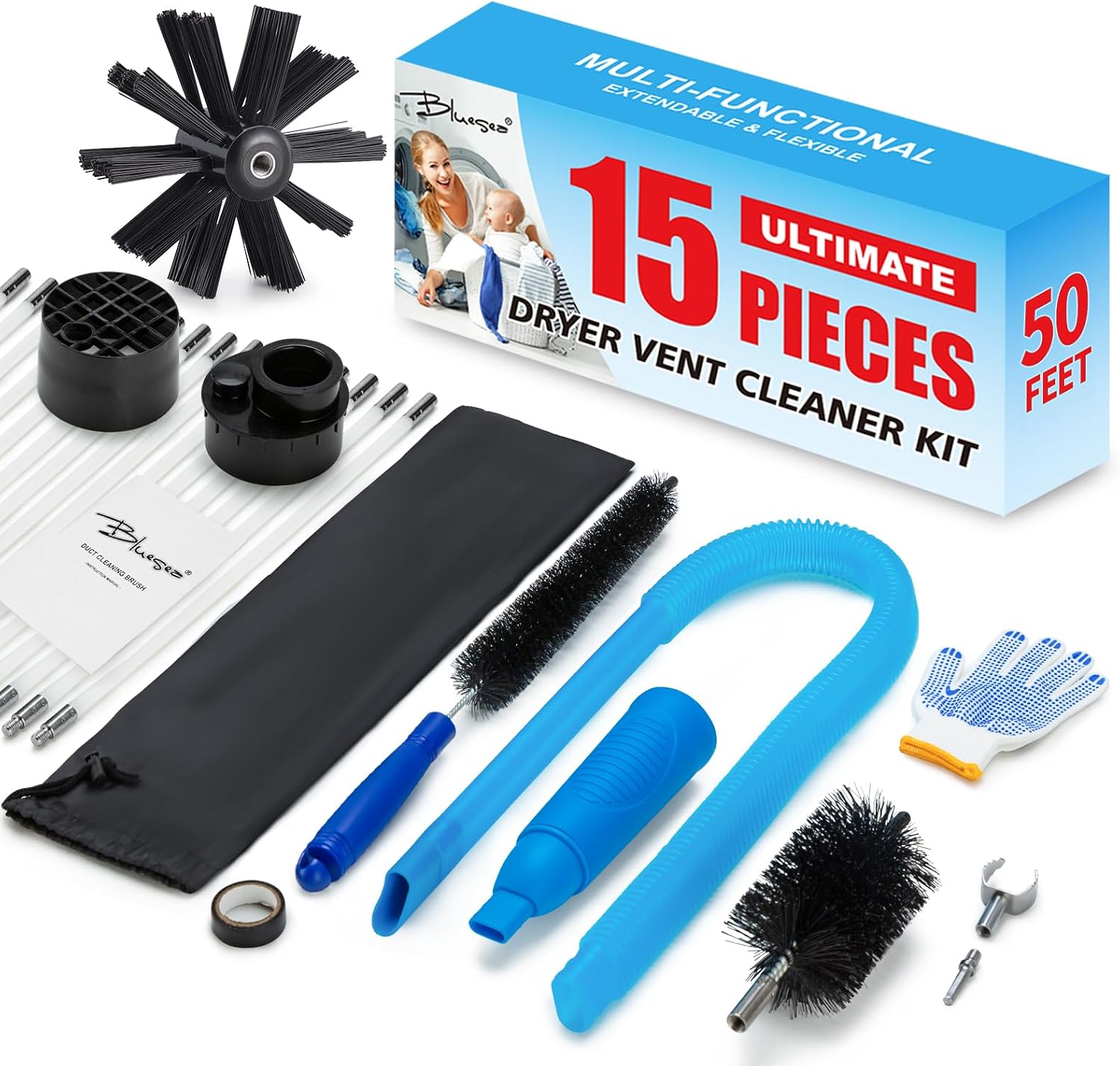 Thumbnail 6 de Bluesea 7 Pieces 30 Feet Dryer Vent Cleaner Kit