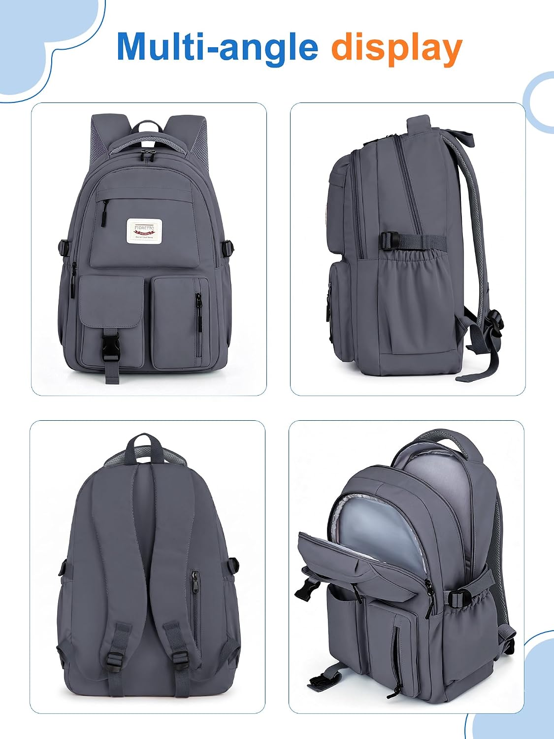 Thumbnail 6 de FIORETTO Lightweight School Backpack Womens – 25L with 15.6in Laptop Compartment