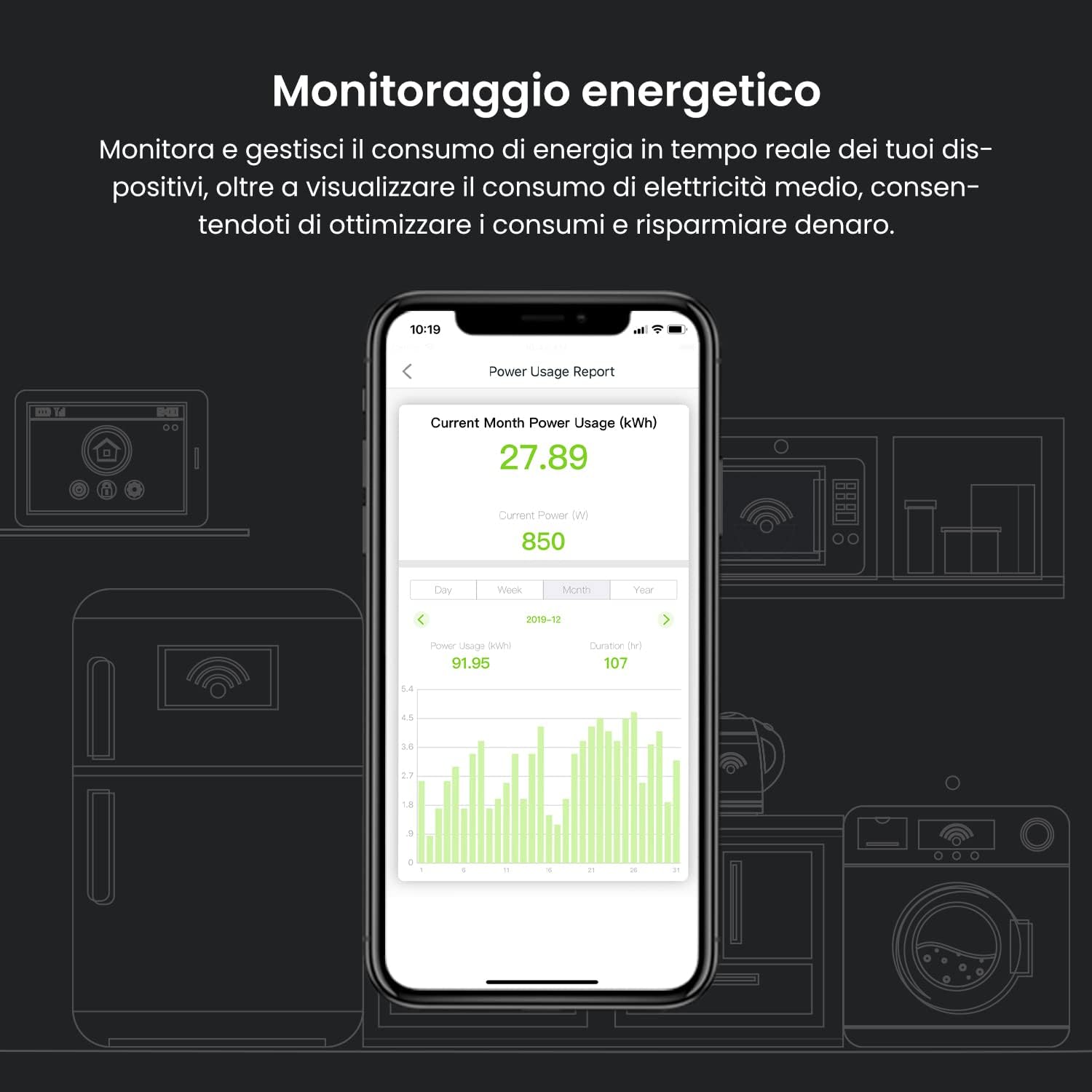 Thumbnail 6 de Tenda Smart WiFi Beli SP9 (16A, 3.68KW) con monitoraggio energetico, controllo Alexa e Google Home