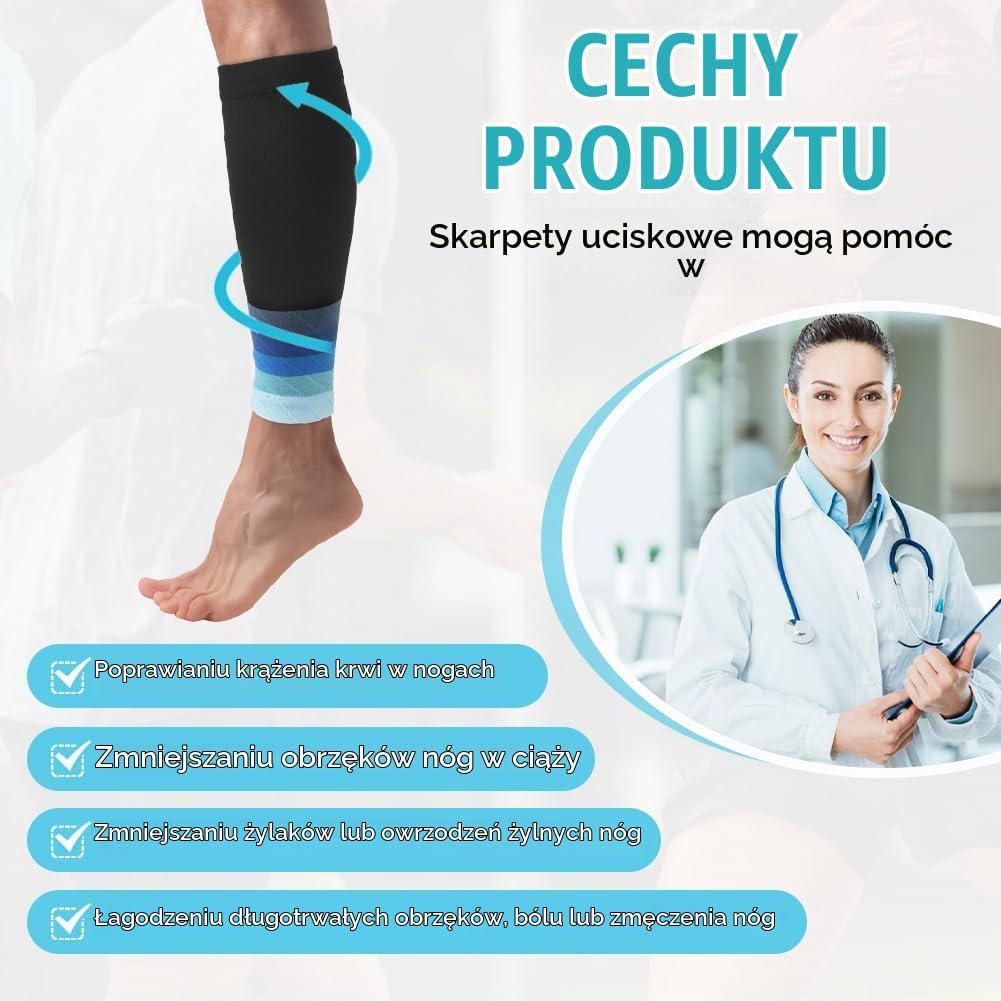 Detalle 1 de ACWOO 3937743 opaski kompresyjne na łydki 15–21 mmHg do sportu
