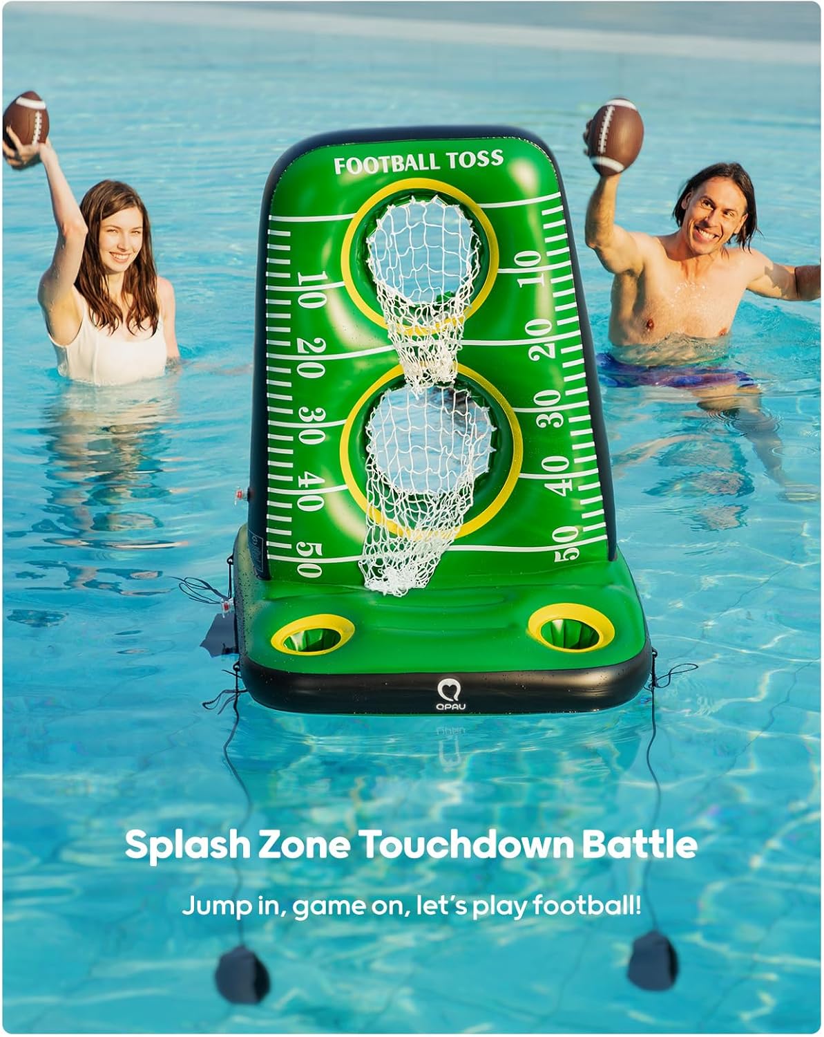 Thumbnail 1 de QPAU Inflatable Football Toss Game for Pool — Dual-Net Water Football Target with 4 Balls & 2 Pumps