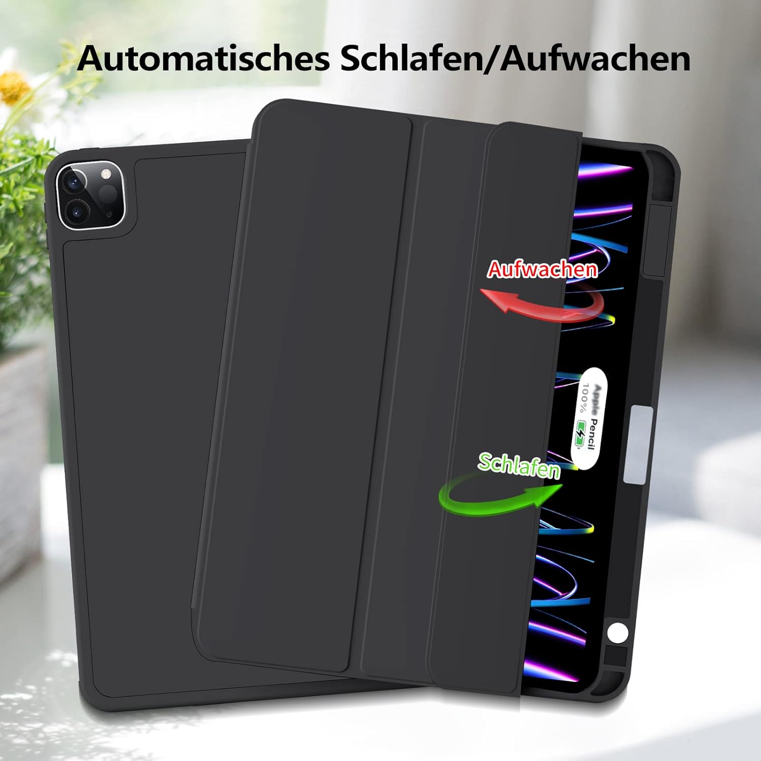 Thumbnail 5 de aoub Hülle für iPad Pro 11 Zoll (2./3./4. Gen, 2020–2022) mit Stifthalter – Weiche Silikonhülle, Pencil 2 Ladefunktion, Auto Sleep/Wake