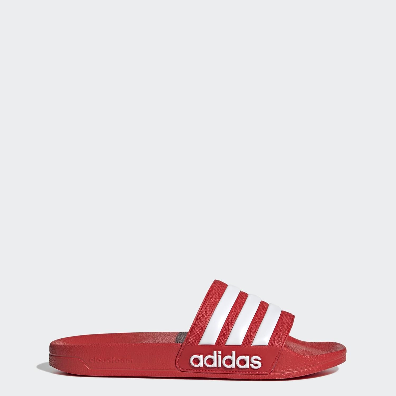 Detalle de adidas Unisex Adilette Shower Slides in Vivid Red/Cloud White, UK 7