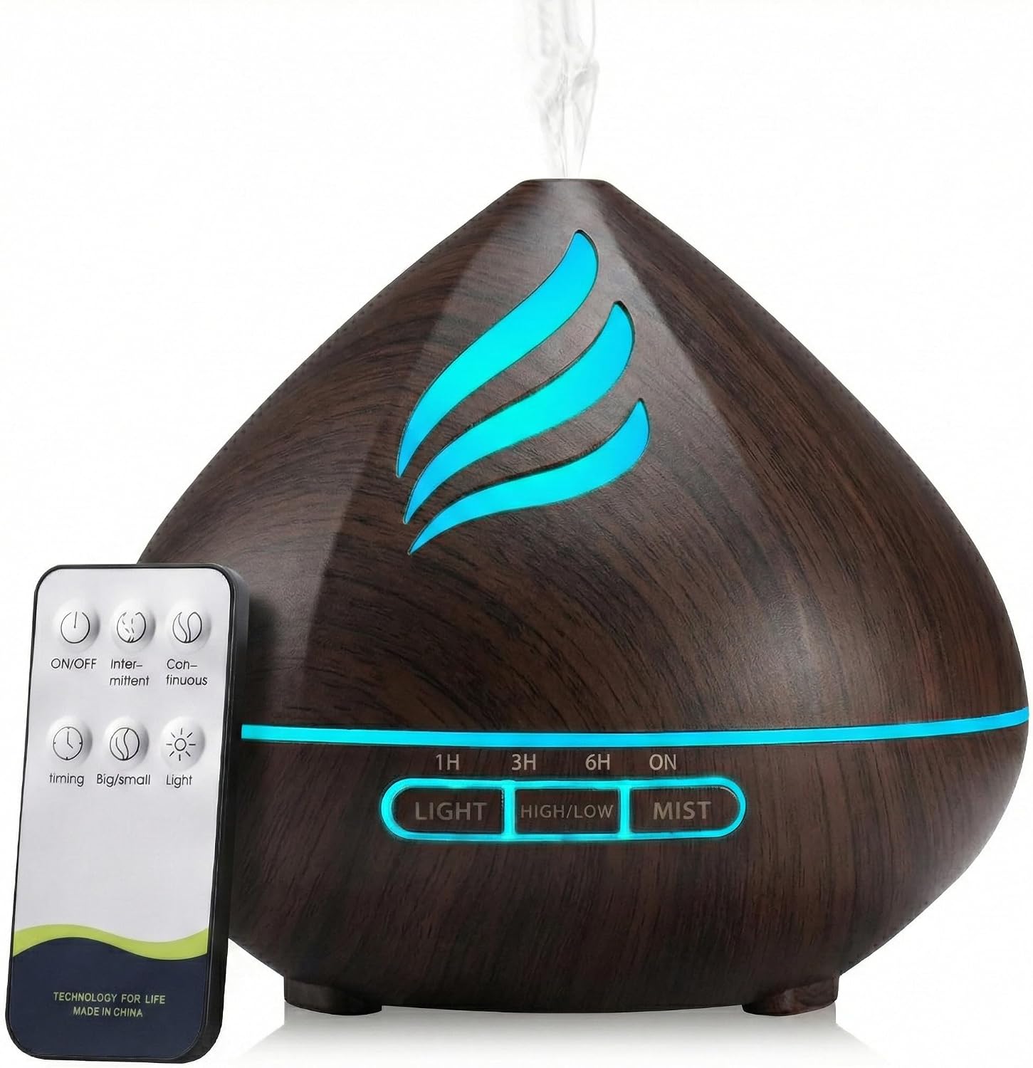Detalle de VitezTab Aroma Diffuser Electric Humidifier – 500ml Ultrasonic Diffuser with Remote, 7-LED Lighting