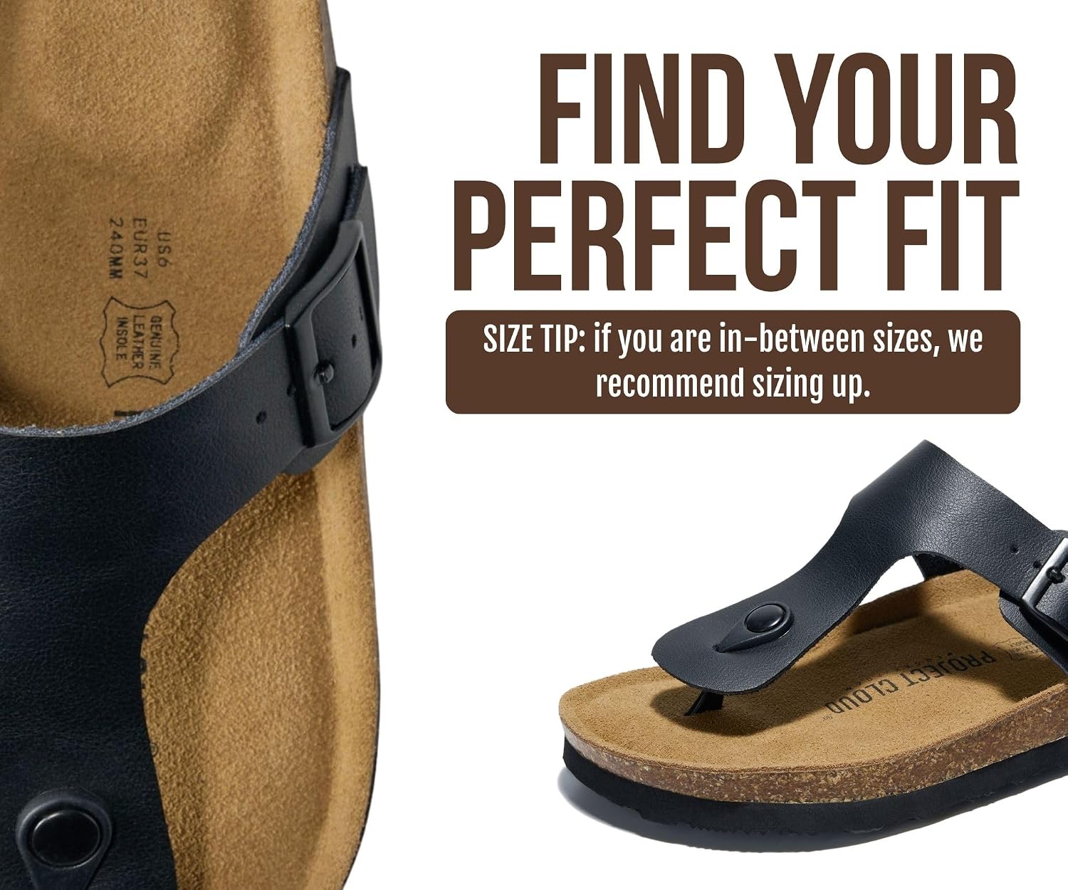 Thumbnail 4 de Project Cloud Women's Leather Sandals: Memory Foam Insole, Non-Slip, Lightweight Leather Thong Sandals