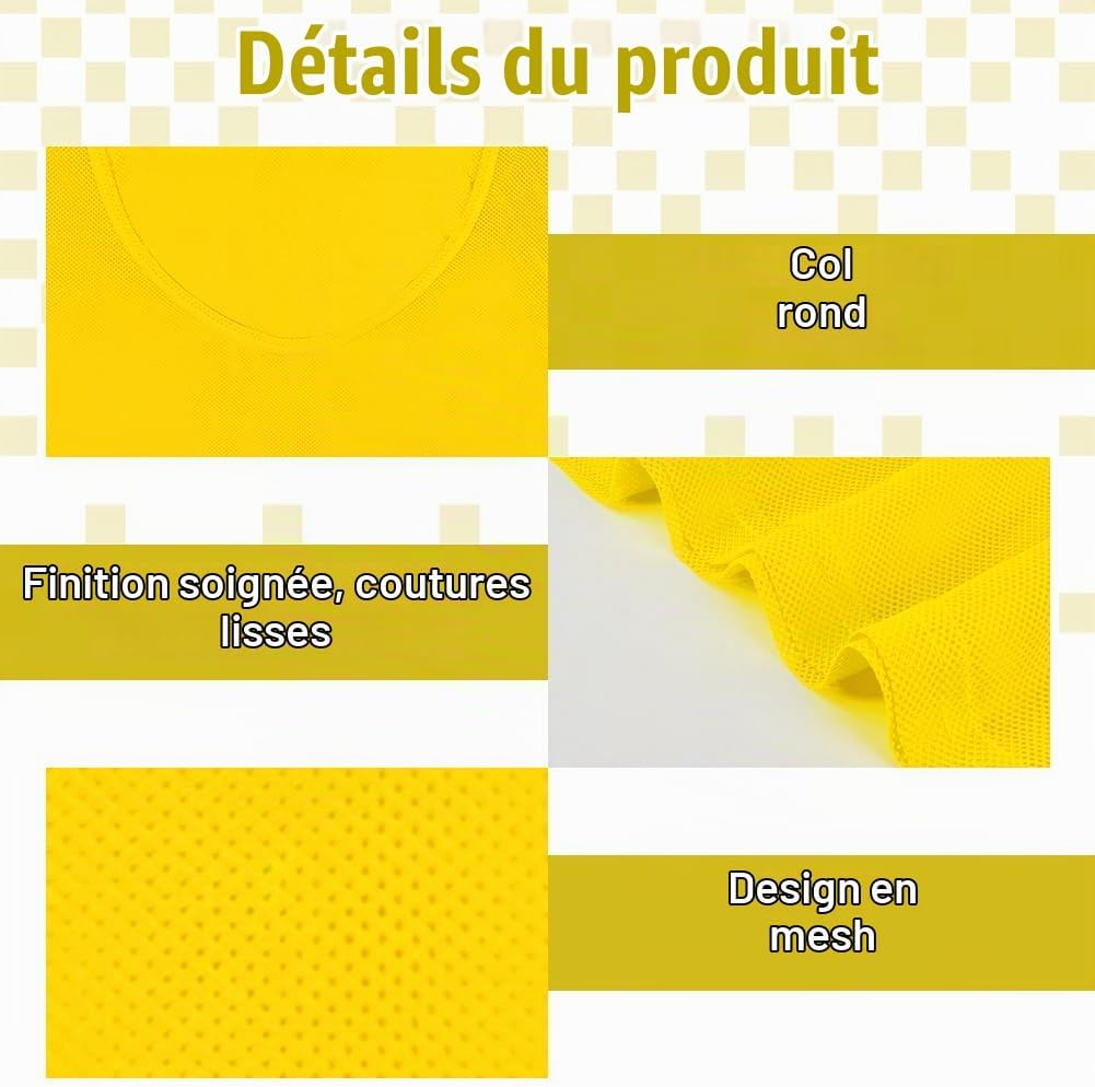 Detalle de AUYAO set van 6 voetbaltrainingshesjes voor kinderen, polyester mesh, maat M-XL
