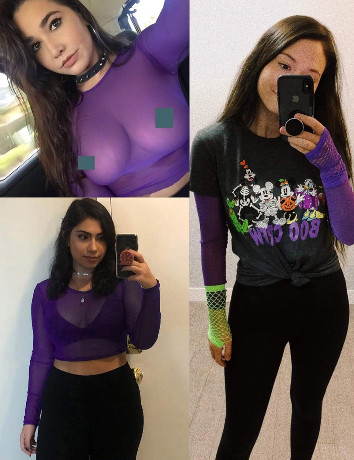 Detalle de Avidlove Mesh Oberteil Langarm – durchsichtiges Crop Top, Slim Fit
