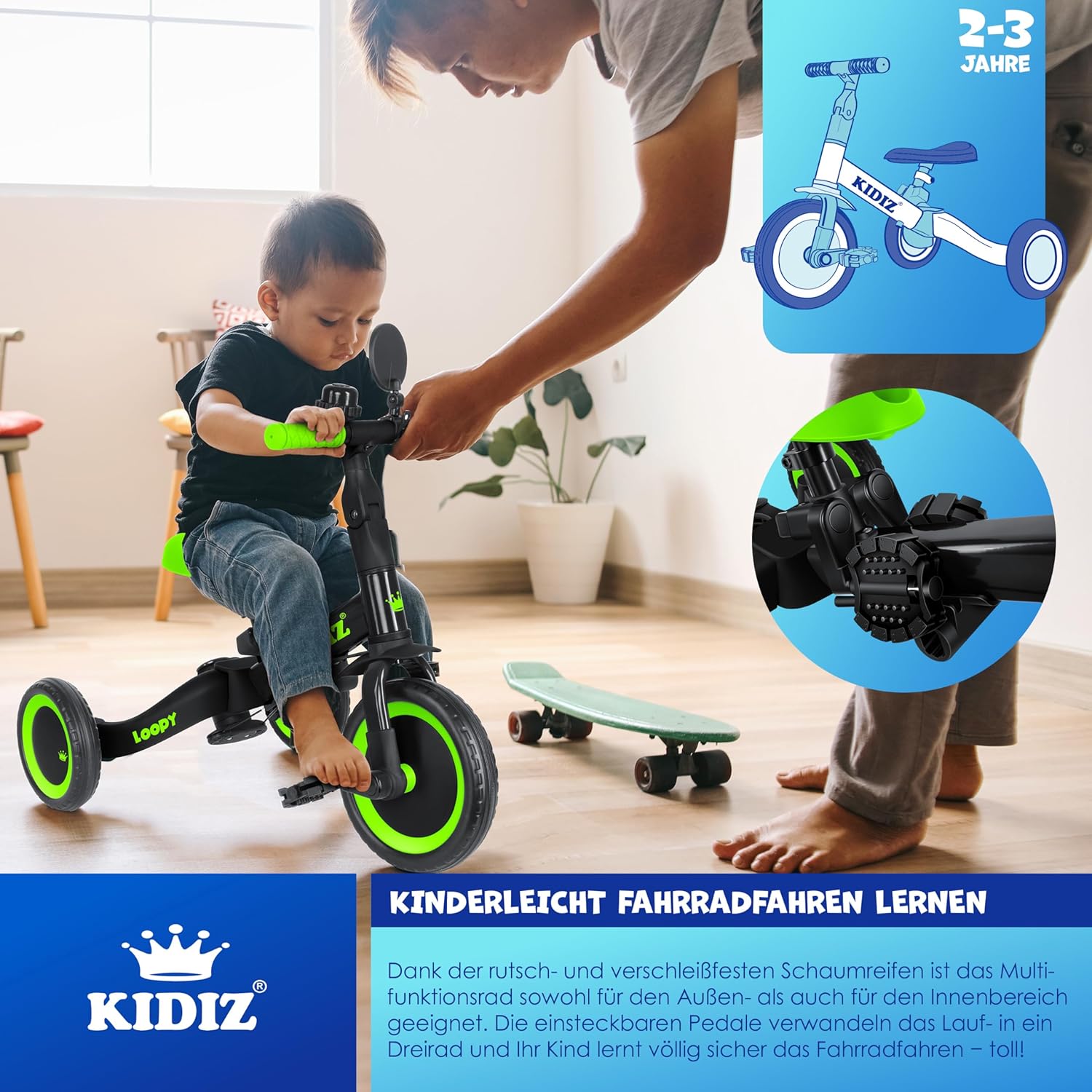 Thumbnail 4 de KIDIZ 6in1 Laufrad Dreirad LOOPY – Begleiter für 1–5 Jahre mit Verstellbarer Stütze