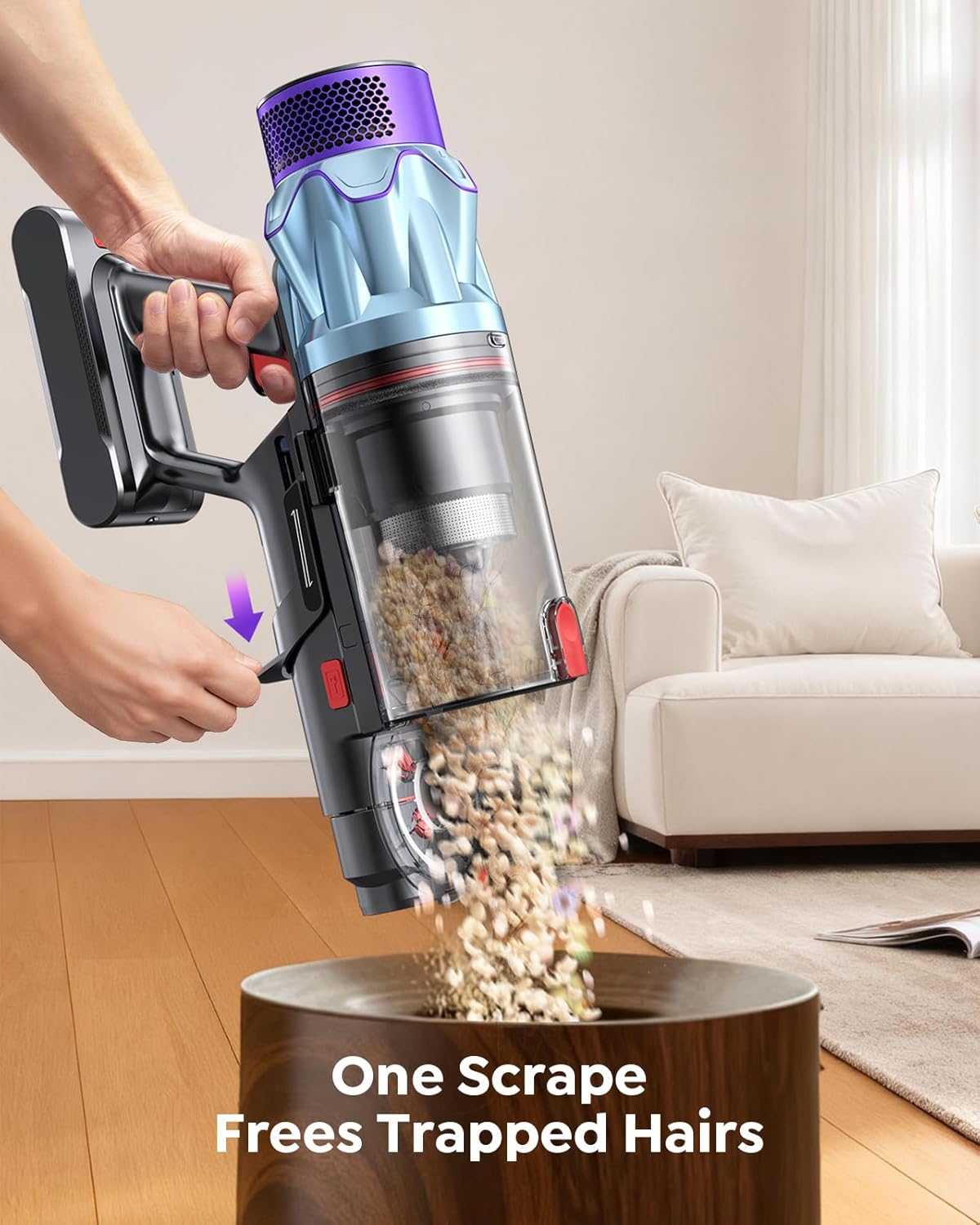 Detalle de Powerffy Cordless Vacuum Cleaner: 600W, 50KPa Suction and 65-Minute Runtime