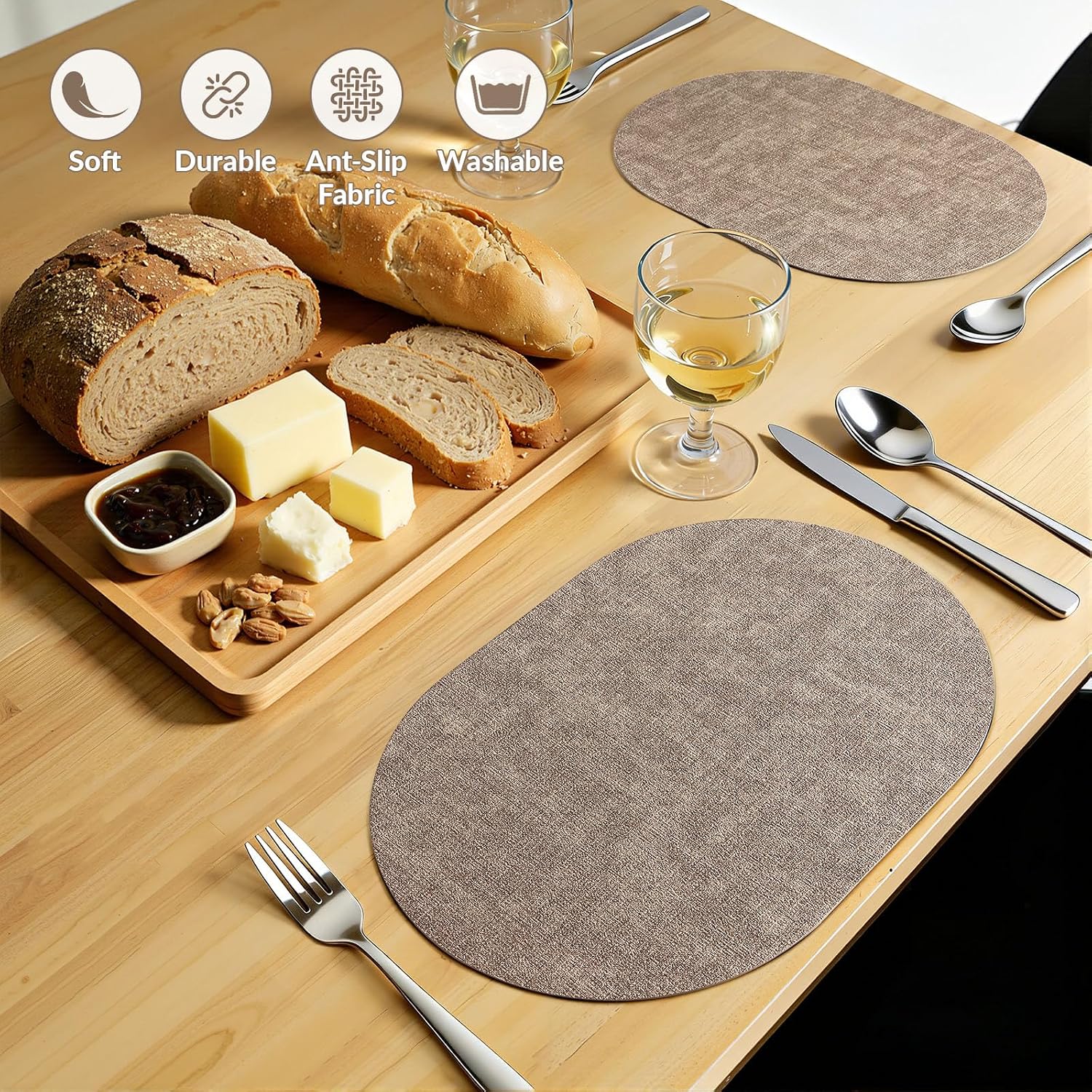 Detalle 2 de Homing Placemats Set of 6: Heat-Resistant, Waterproof Faux Leather, 11.8 x 17 Inches