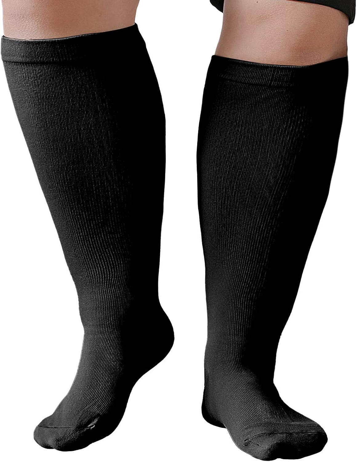 Calze Compressione Graduata XXL-7XL da Uomo e Donna 20-30 mmHg, Nero/Beige – Unisex, Soluzione per Vene Varicose e Circolazione