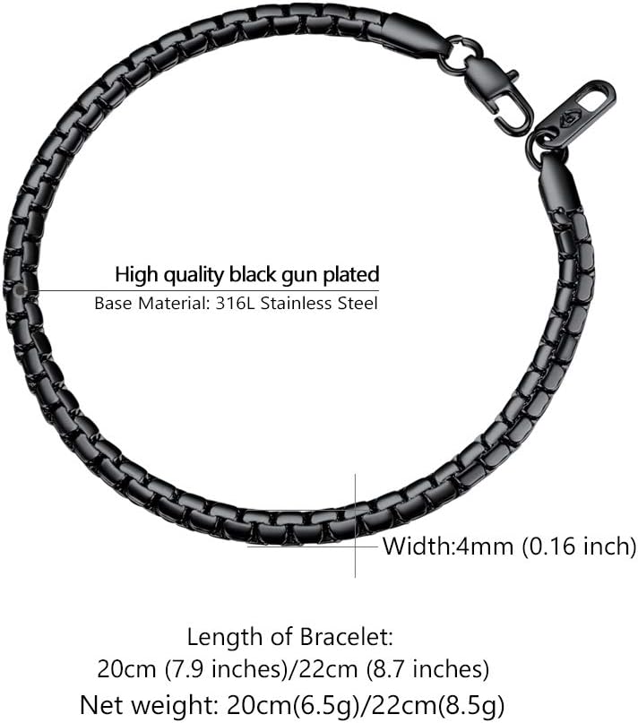Thumbnail 2 de PROSTEEL Bracelet chaîne type vénitien en acier inoxydable (maillons plats 4 mm / 6 mm) — longueur 20 cm ou 22 cm