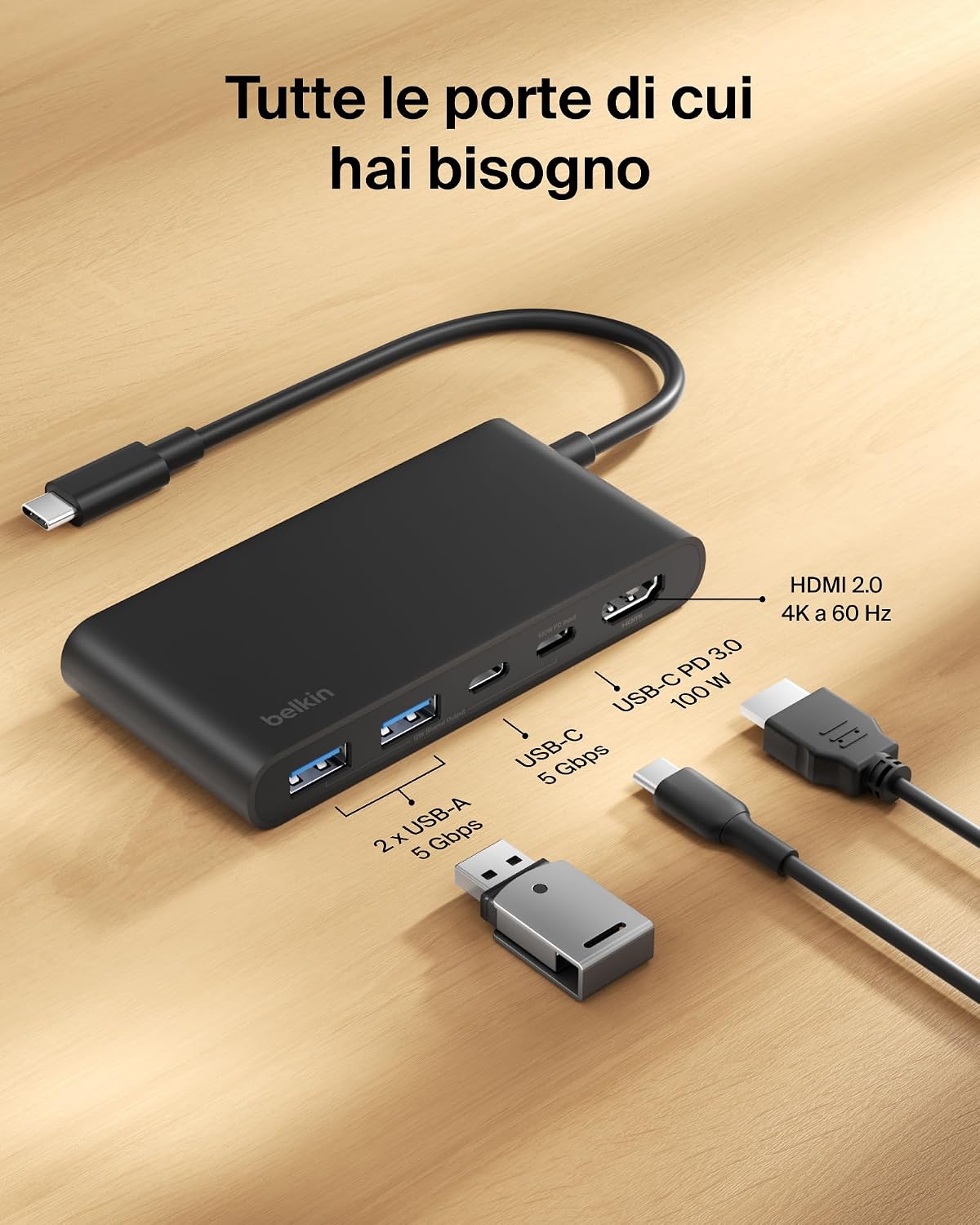 Thumbnail 2 de Belkin Hub USB-C a 5 Porte HDMI 4K 60 Hz