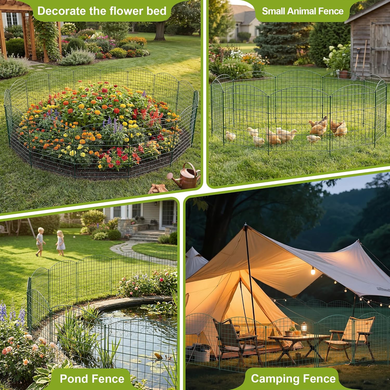 Thumbnail 6 de UISEBRT RHX-(LB10189GR-YL) Metal Garden Fence, 10 Panels, 12 Stakes