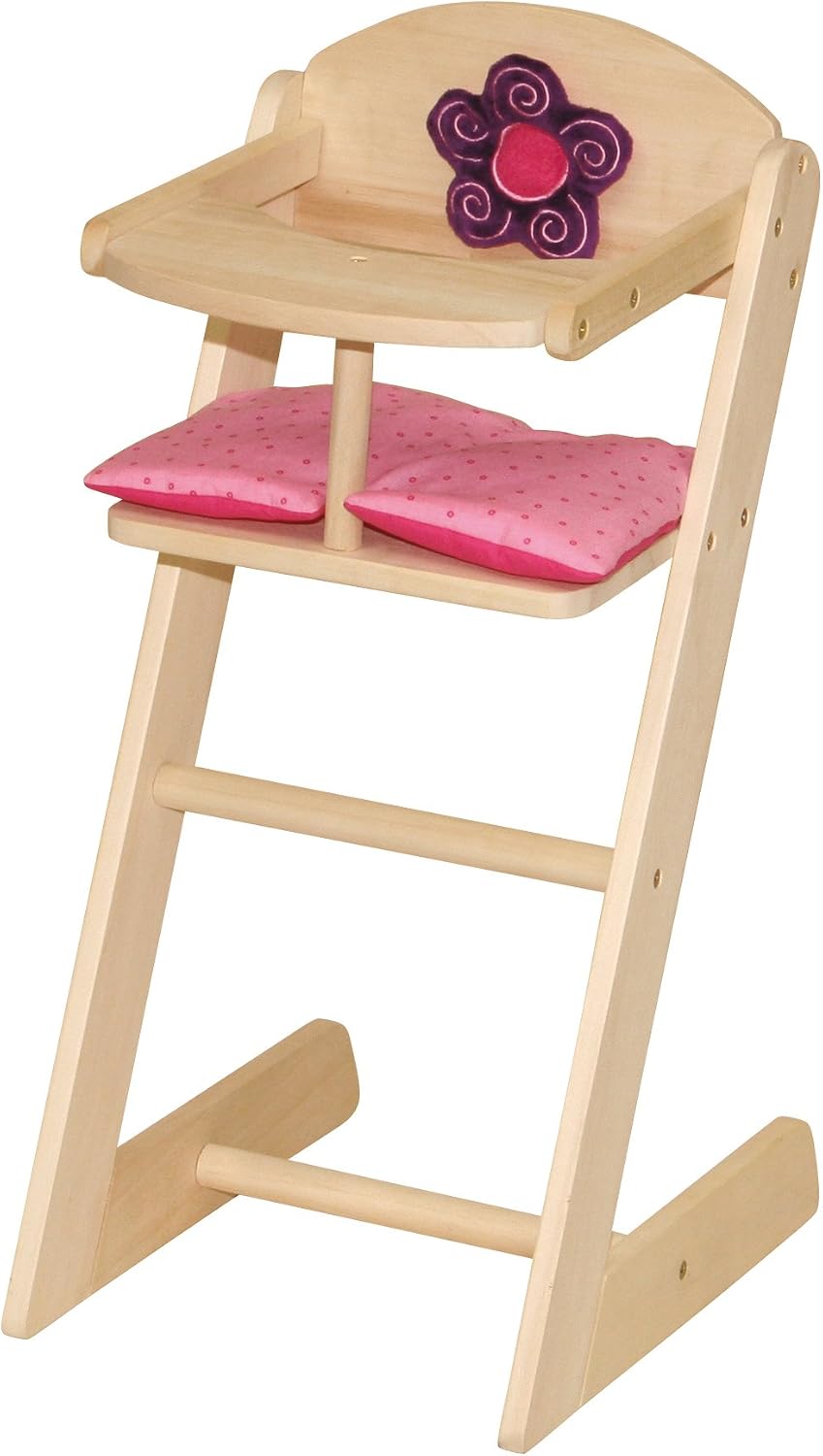 Detalle de roba Happy Fee houten poppenstoel met eetplank en textielaccessoires
