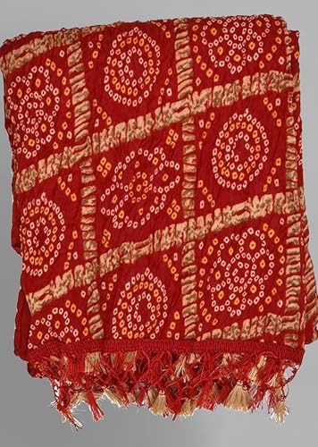 Thumbnail 4 de TRENDMALLS Women's Bandhej Chinon Silk Scarf (D01-Red)
