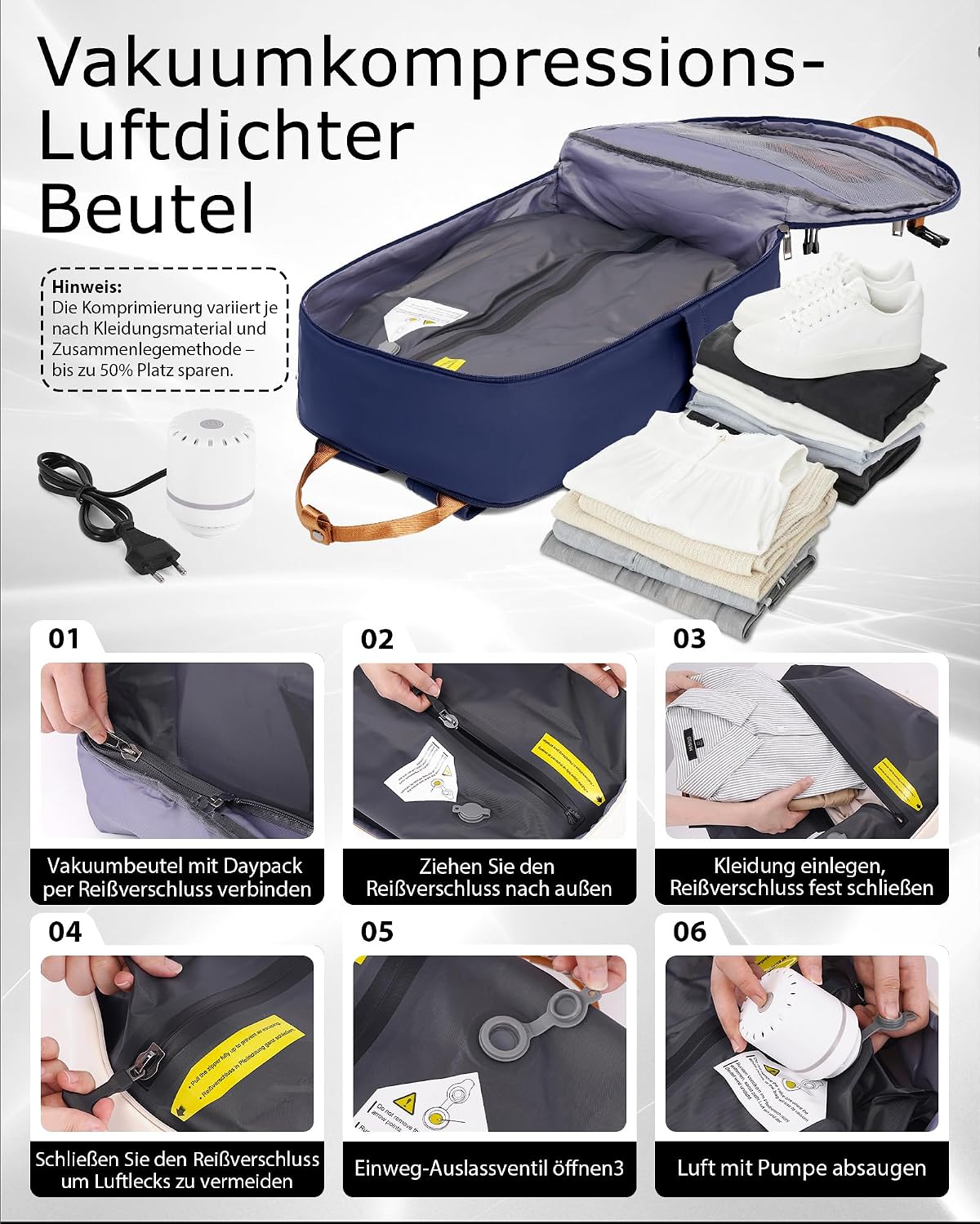 Thumbnail 2 de COOLIFE Vakuum Rucksack Handgepäck 45x36x20 cm – kompakter Begleiter für Flugreisen