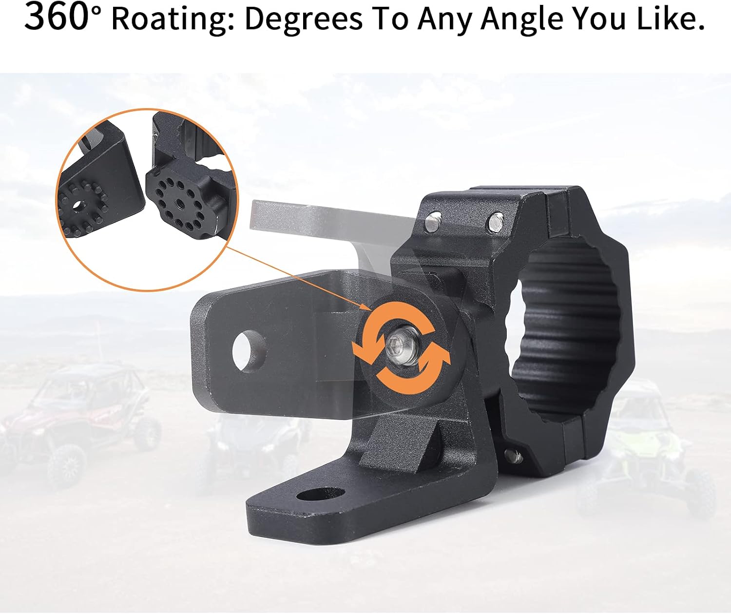 Thumbnail 4 de ZIDIYORUO UTV Whip Light Mount & Light Bar Bracket (1.75–2 in Roll Cage Clamp) with 360° Rotation