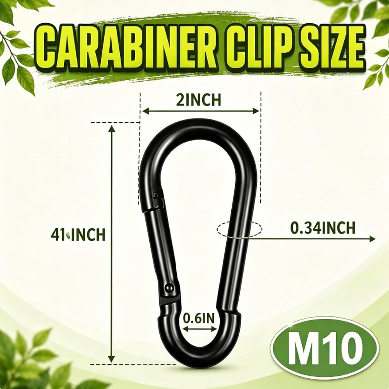 Detalle 2 de High-PQ M10 Spring Snap Hooks, 4-Inch Black Carbon Steel, 4-Pack
