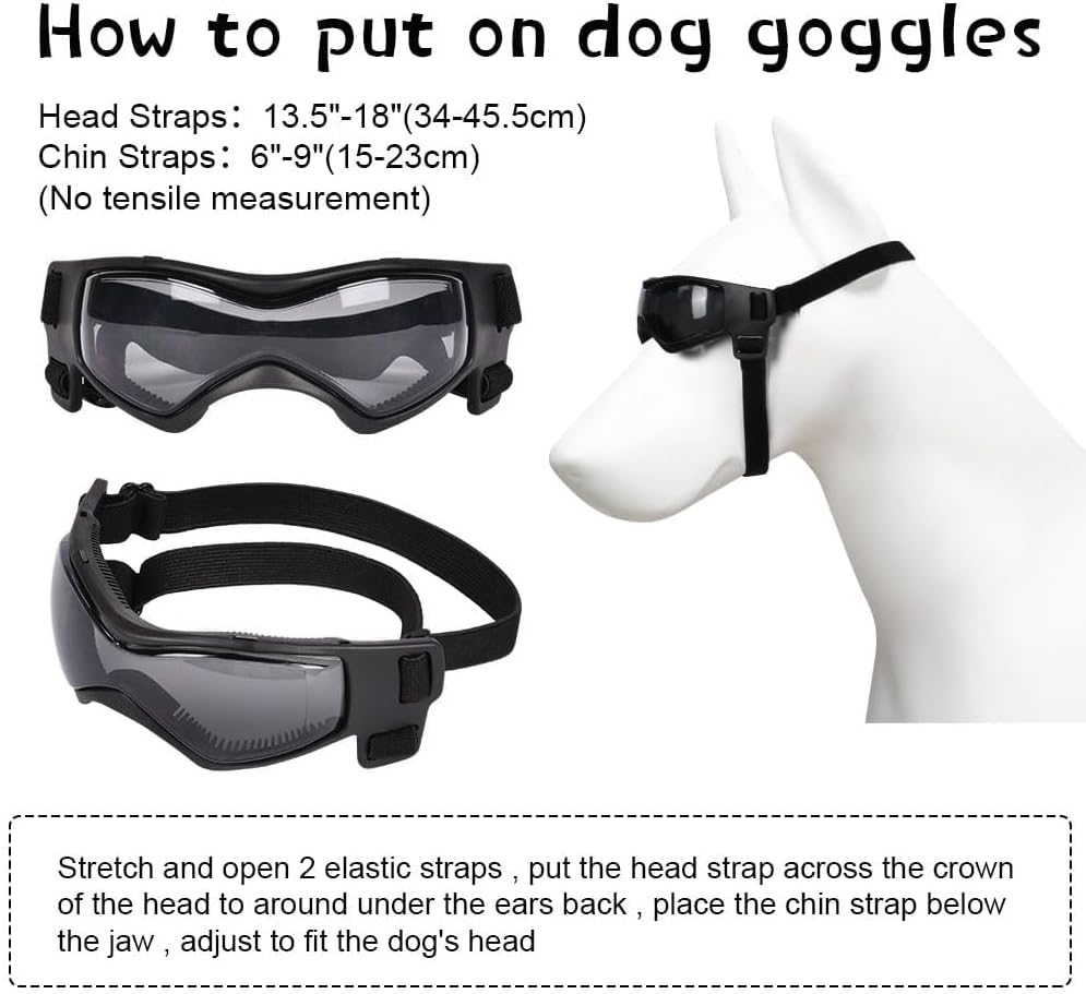 Detalle de Adiwo Dog Sunglasses, Adjustable Dog Goggles with Fashion Snood (Medium)