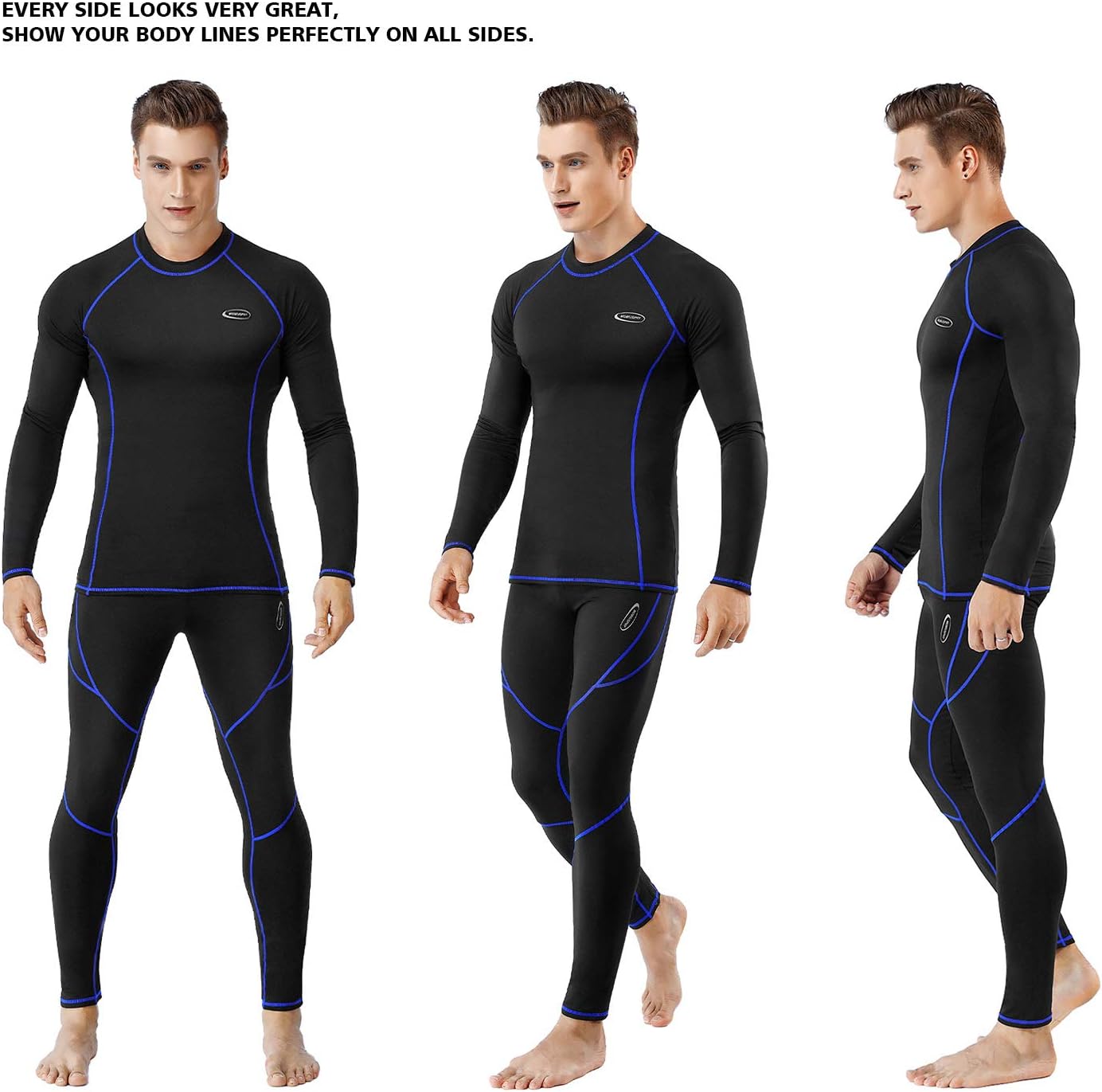 Detalle de MOBIUSPHY Men’s Fleece-Lined Thermal Underwear Set, Long Johns Top and Bottom