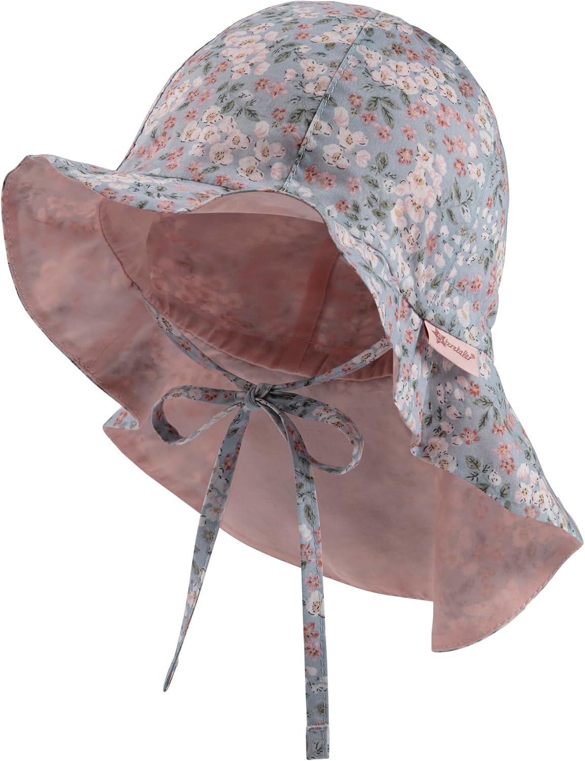 Detalle 2 de Sterntaler Sonnenhut Millefleurs mit Nackenschutz – UV30, Bio-Batist gefüttert, Bindeband & Größenregulierungsband