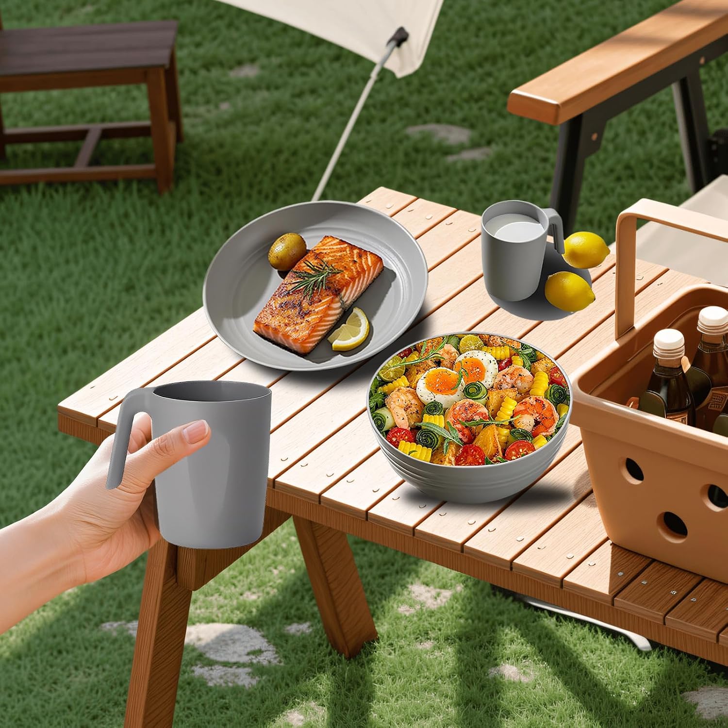 Thumbnail 6 de Camping Plates and Bowls Set: Unbreakable, Portable Dinnerware for 1