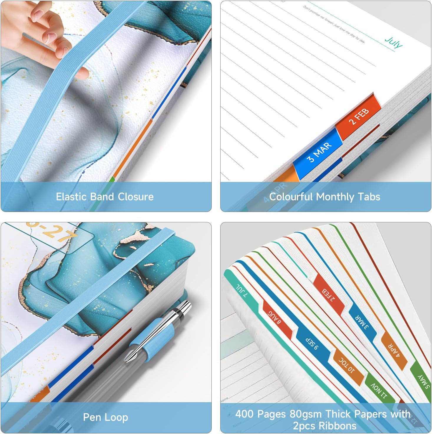 Detalle 2 de Sailingvan Academic Diary 2026-2027: Page A Day A5 (July 2026 – June 2027) with Colourful Tabs