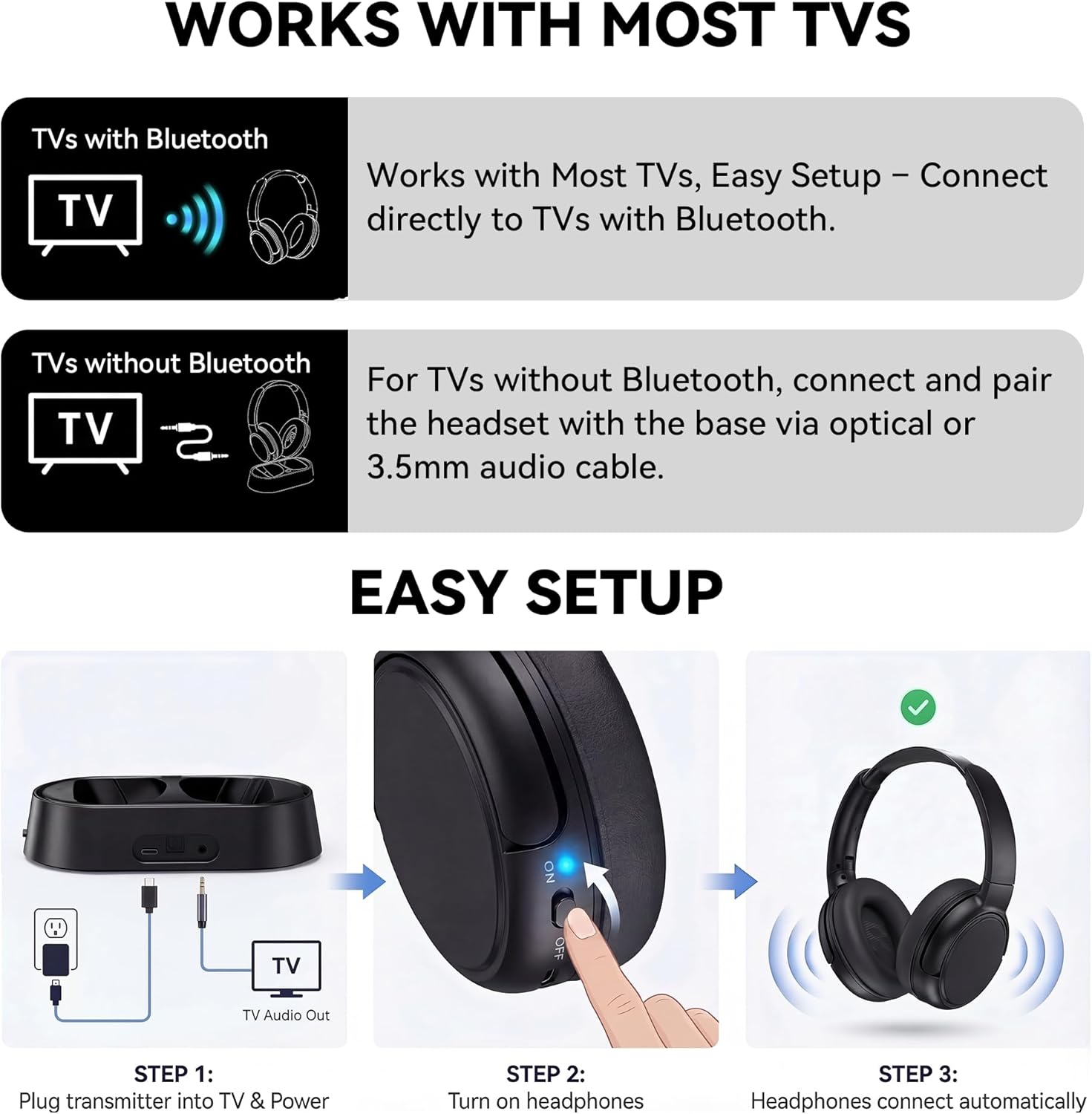 Thumbnail 4 de Wireless TV Headphones Bluetooth 5.3 Transmitter