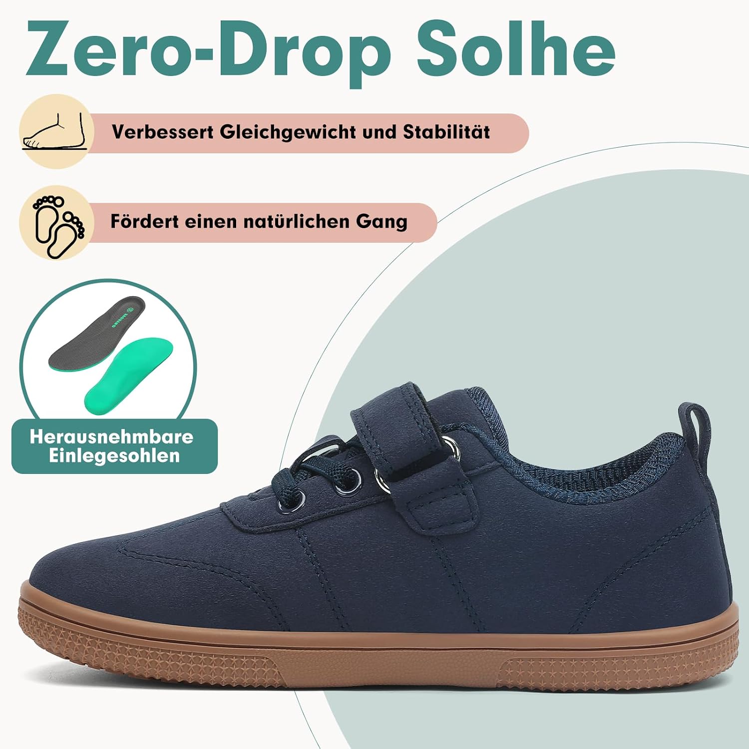 Detalle de SAGUARO Barfußschuhe Kinder Outdoor mit breiter Zehenbox und Klettverschluss (Gr. 25–35)
