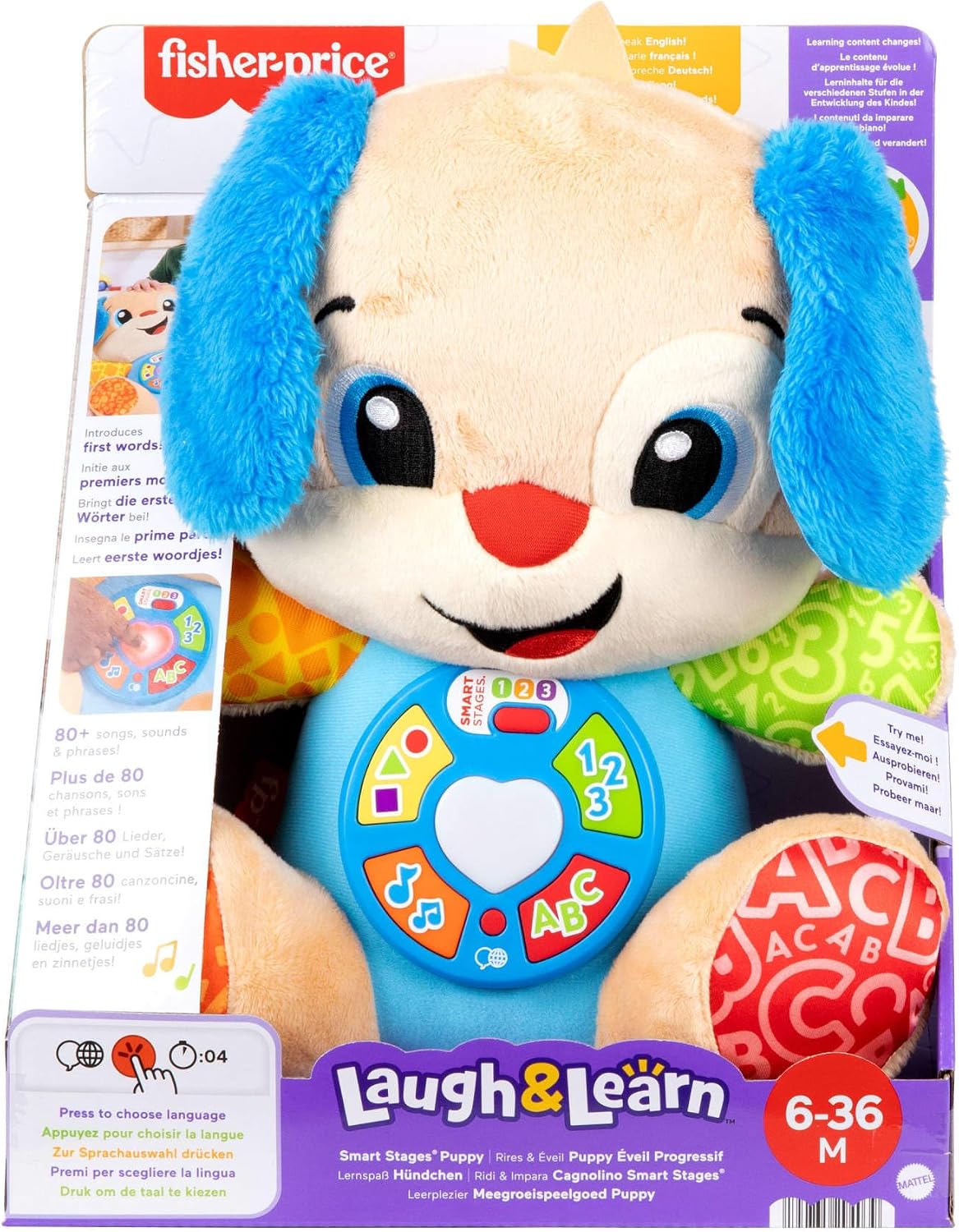 Thumbnail 5 de Fisher-Price Laugh & Learn Smart Stages Puppy Musical Plush (Multilanguage Dutch/English/French/German/Italian), JFD20