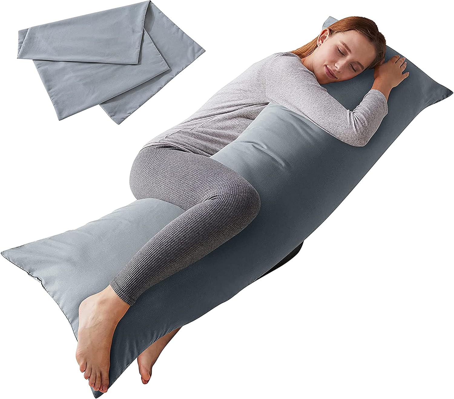 Detalle de ELNIDO QUEEN EQ-BP-W Body Pillow, 20 x 54 in, Removable Grey Cover