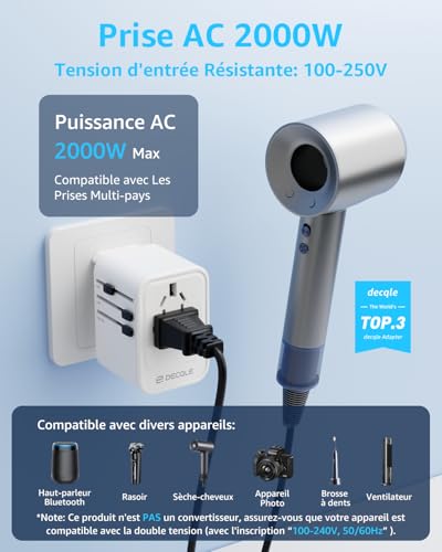Thumbnail 1 de decqle Adaptateur Prise Universelle avec 2 ports USB-C (PD 20W) et 1 USB-A