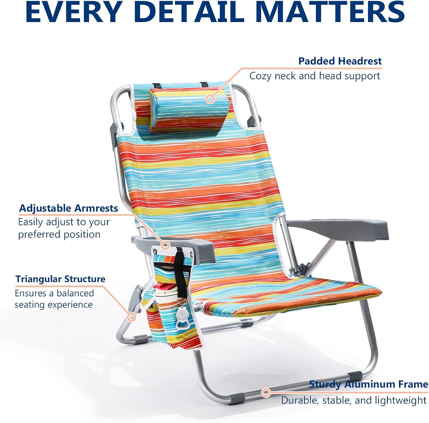 Thumbnail 6 de PASAMIC STY-2PCS-MUL Beach Chair 2-Pack, 5-Position Recline