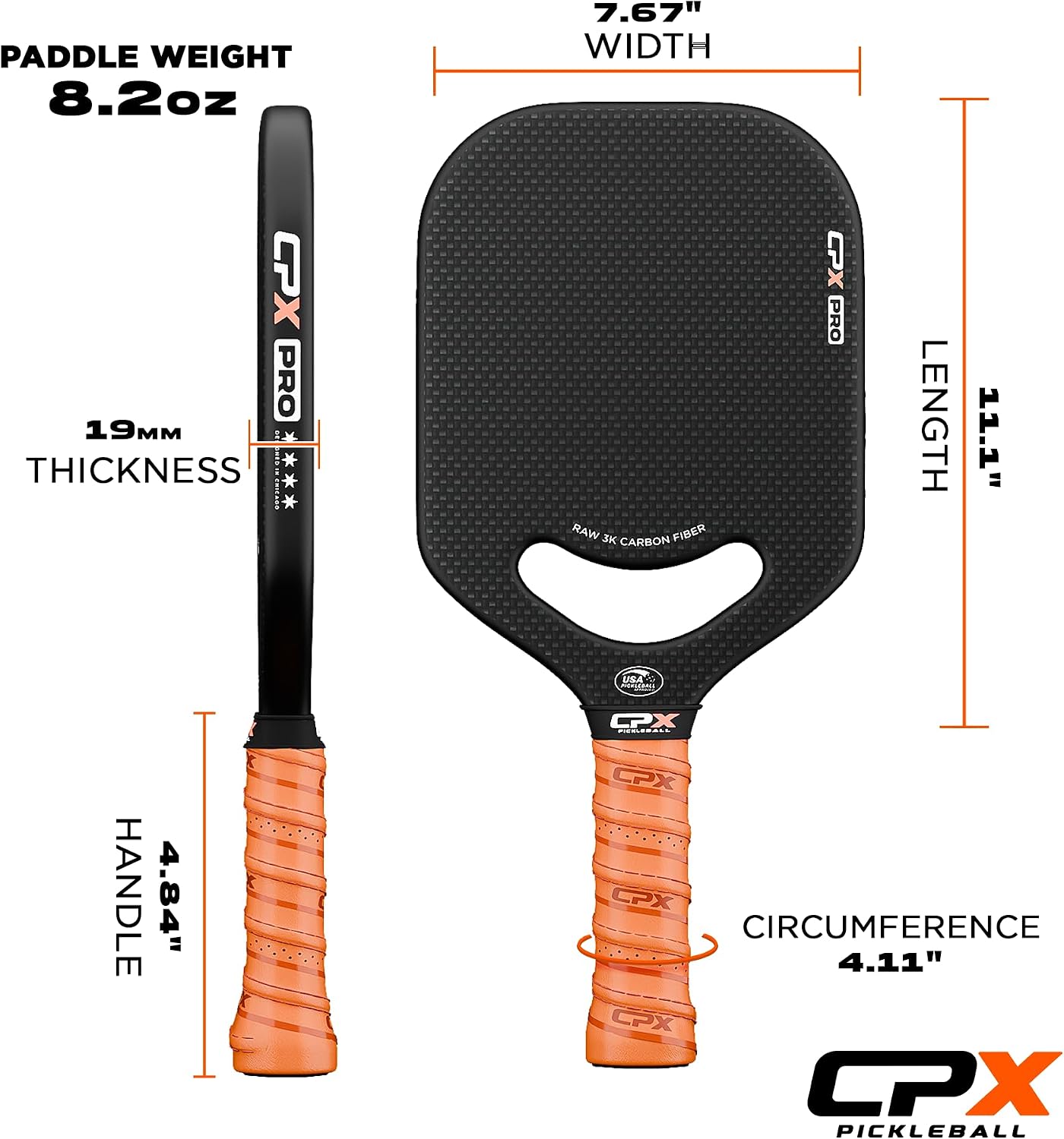 Detalle de CPX Pickleball CPX Pro Carbon Fiber Paddle, Honeycomb Core, Edgeless Design