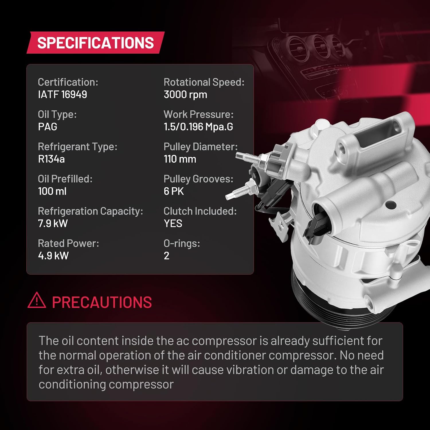 Detalle 1 de BDFHYK A/C compressor with clutch for 3.5L applications