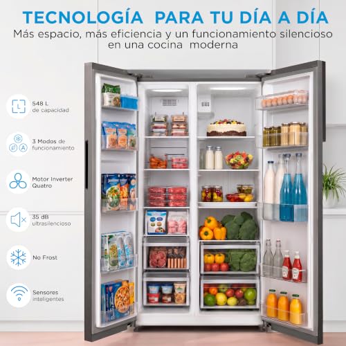 Detalle de Midea frigorífico americano No Frost de 548 L con motor Inverter y panel táctil