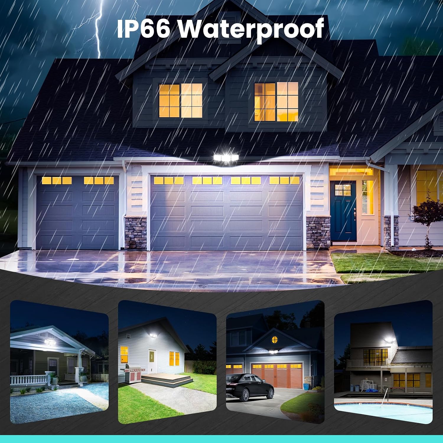 Thumbnail 6 de MEIKEE TSFA0100-US LED Security Floodlight, 9600 lm, Motion Sensor, 3 Heads
