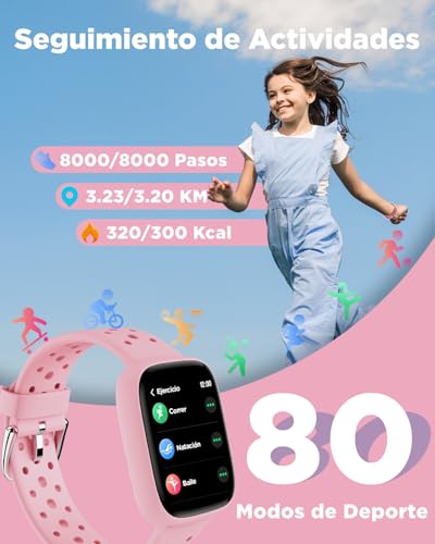 Detalle de BIGGERFIVE Pulsera inteligente para niñas, monitor actividad
