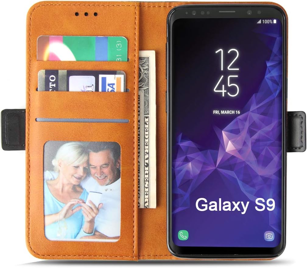 Thumbnail 1 de ROJIOJIO Handyhülle für Samsung Galaxy S9 – Leder Klapphülle mit Kartenfach, magnetischem Verschluss und Ständer in Schwarz