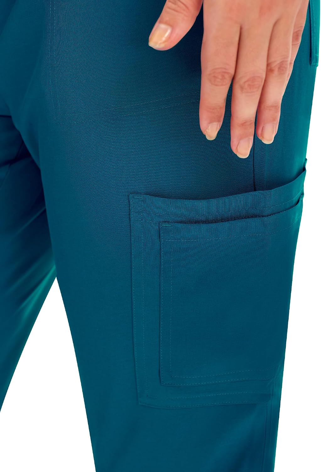 Detalle 2 de COZYFIT Women's Scrubs Set, V-Neck Top and Straight Cargo Pants, 12 Pockets