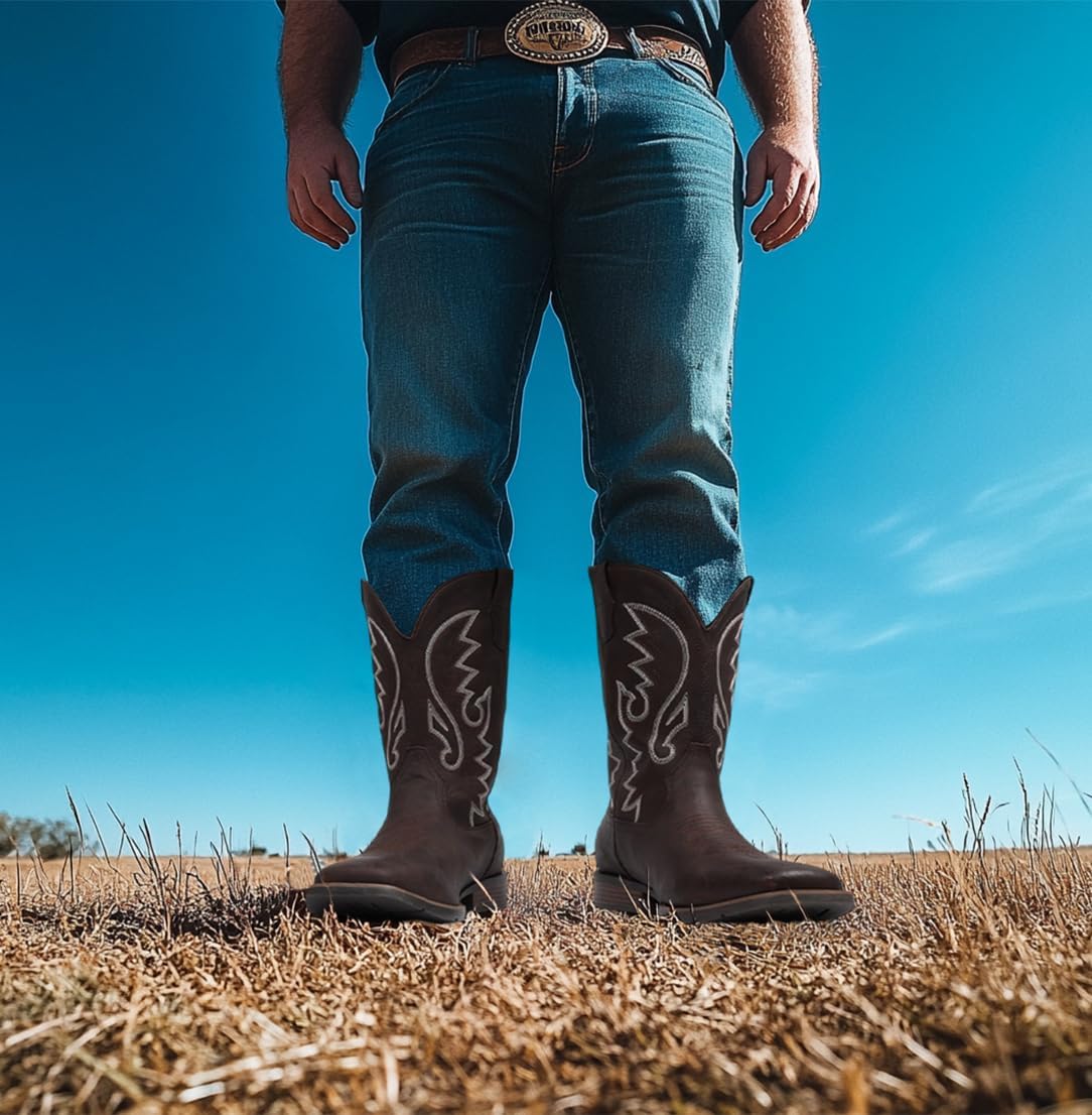 Thumbnail 2 de IUV Cowboy Boots Men Wide Square Toe
