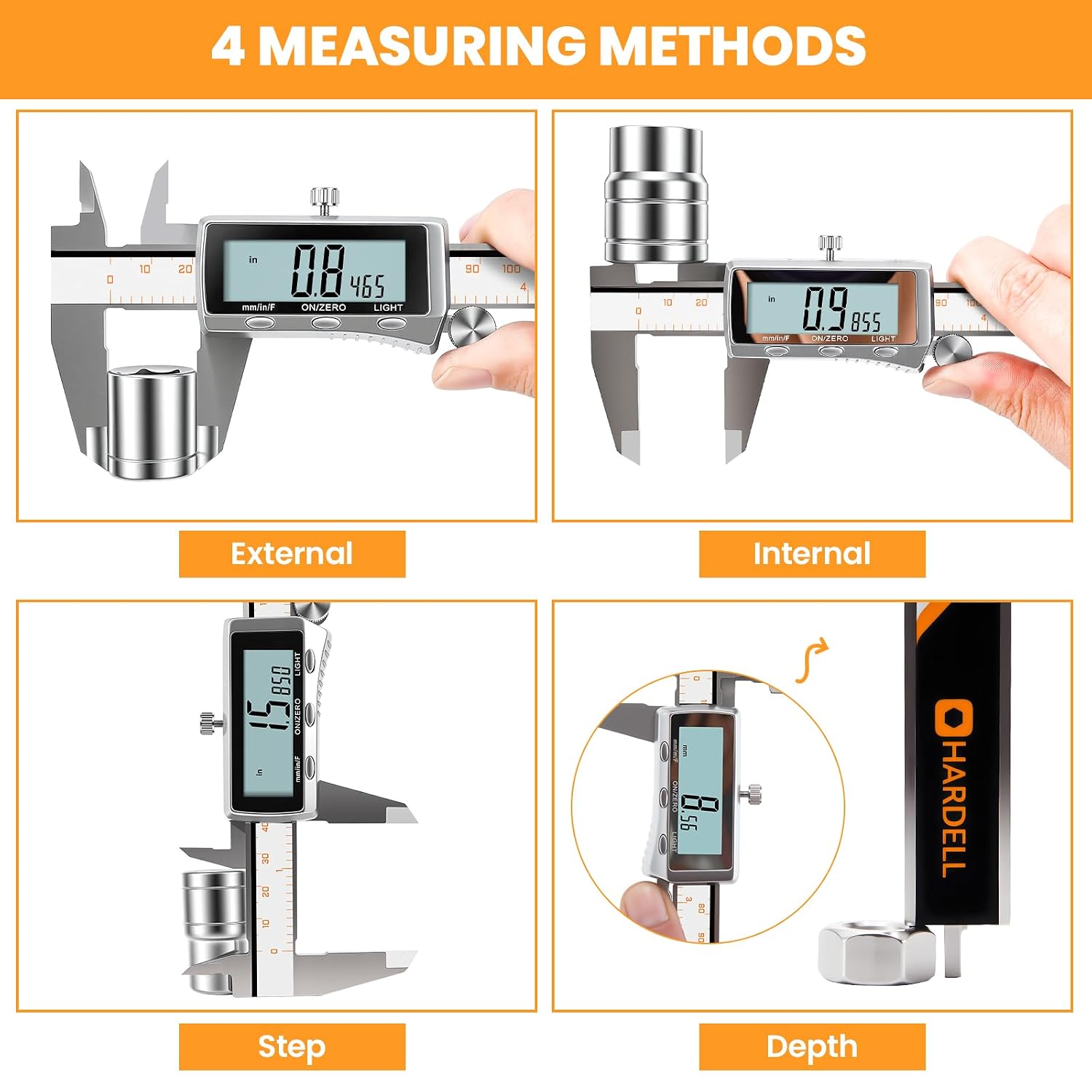 Thumbnail 6 de HARDELL 12 Inch Digital Caliper, Rechargeable Metal, Backlit LCD, 4 Modes