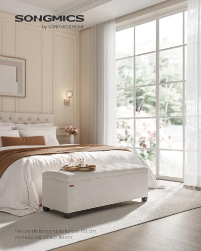 Detalle 2 de SONGMICS Puff de Almacenaje con Patas 🛋️ 110 cm