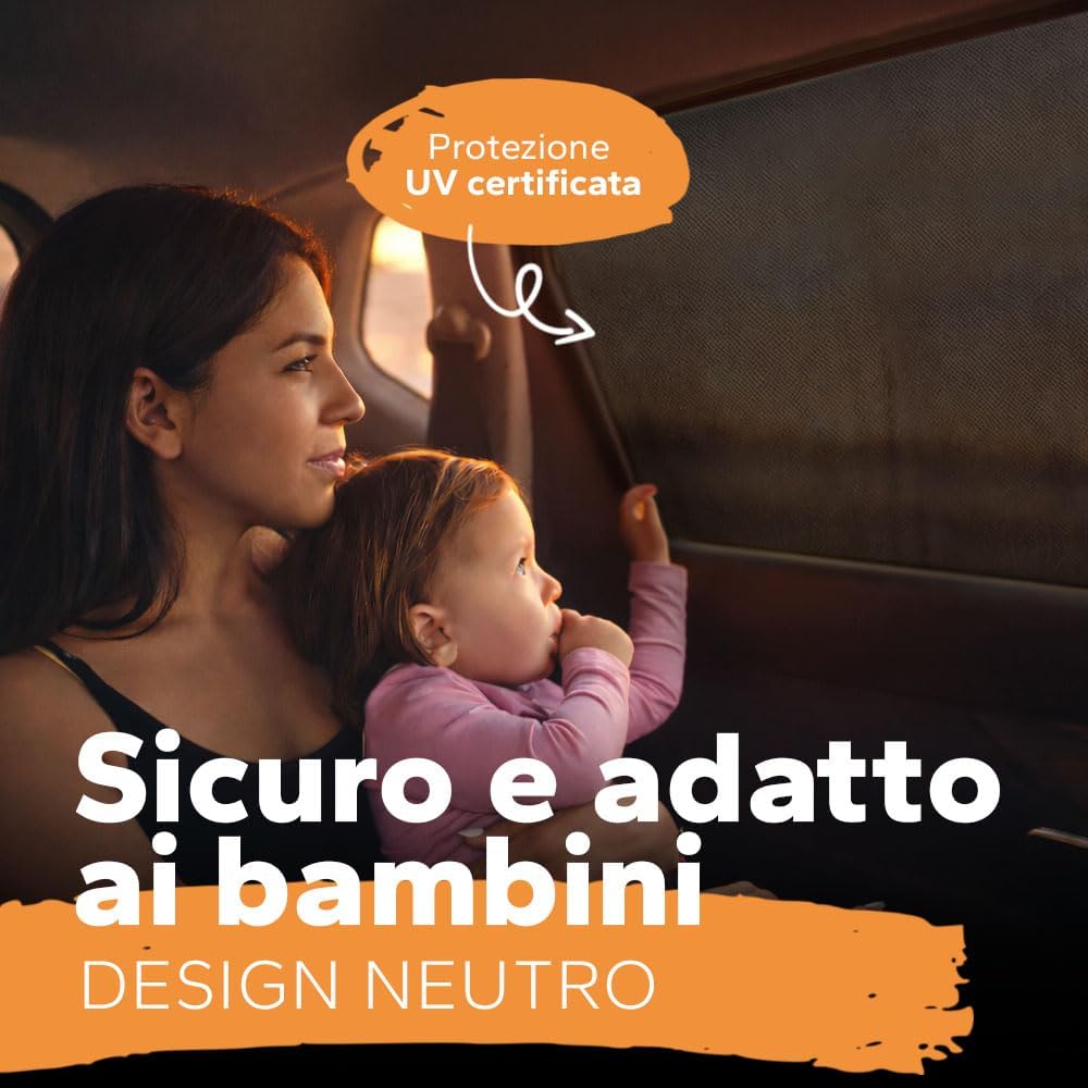 Thumbnail 1 de Tendine Parasole Auto Bambini UPF+ per finestrini laterali universali con protezione UV e zanzare