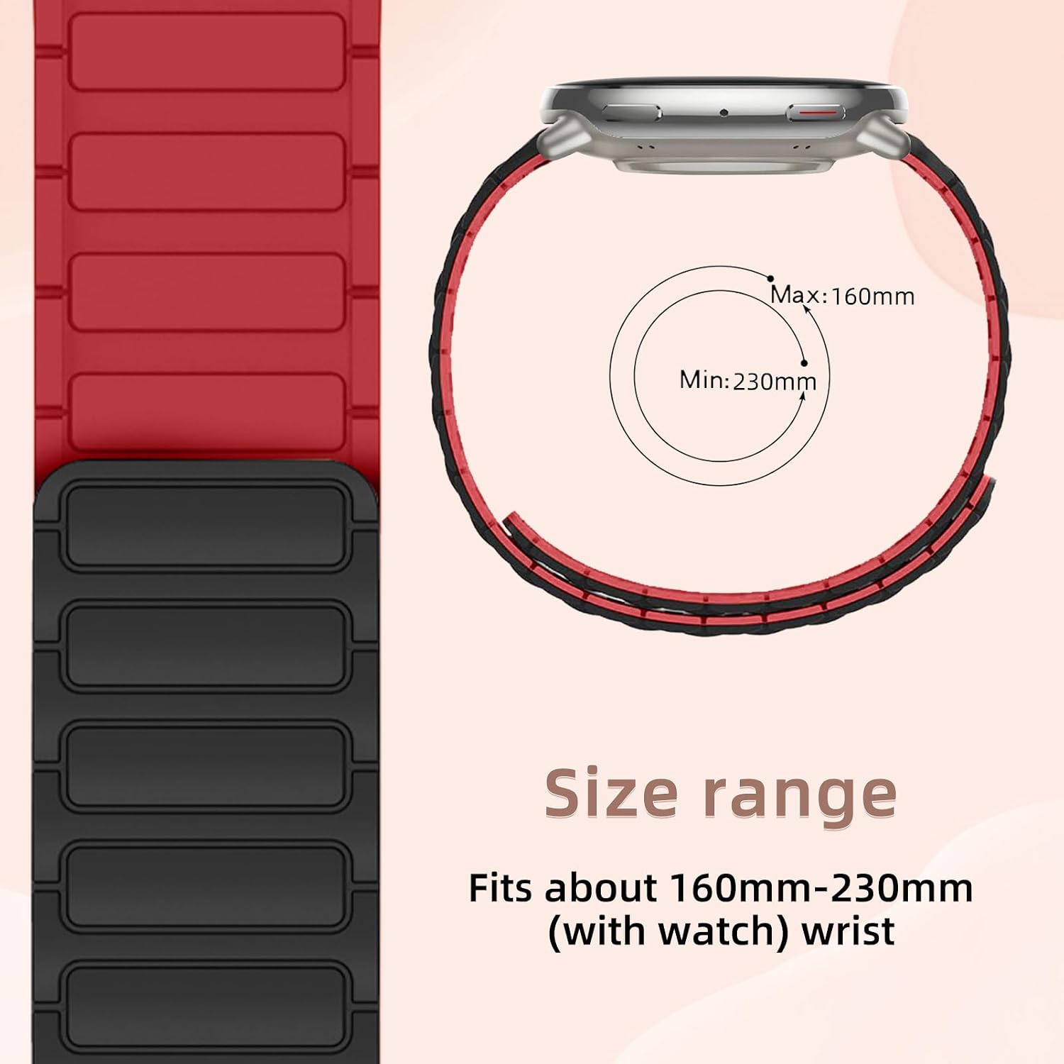 Detalle de RosMank 20mm Silicone Watch Band – Magnetic, Compatible with Amazfit Models and More