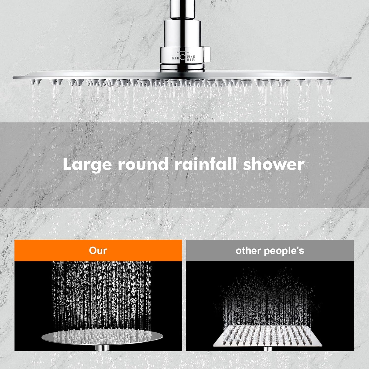 Detalle de Ibergrif M20293 Rain Shower Head – 8 Inch Round Fixed Chrome Showerhead