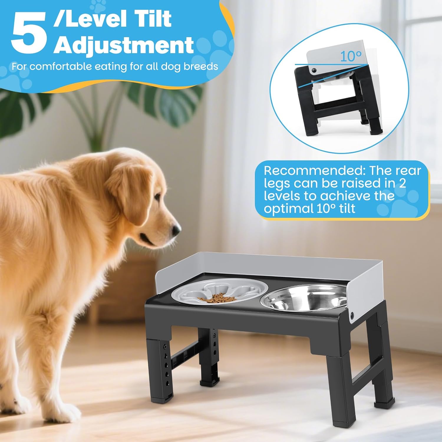 Thumbnail 3 de Zivacate Hundenapf erhöht – 6-fach höhenverstellbar, neigbar, 2 Edelstahl-Näpfe plus Fressverlangsamung