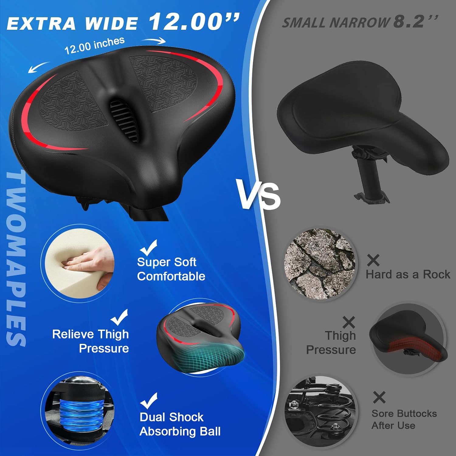 Detalle 2 de Twomaples Noseless Bike Seat Cushion