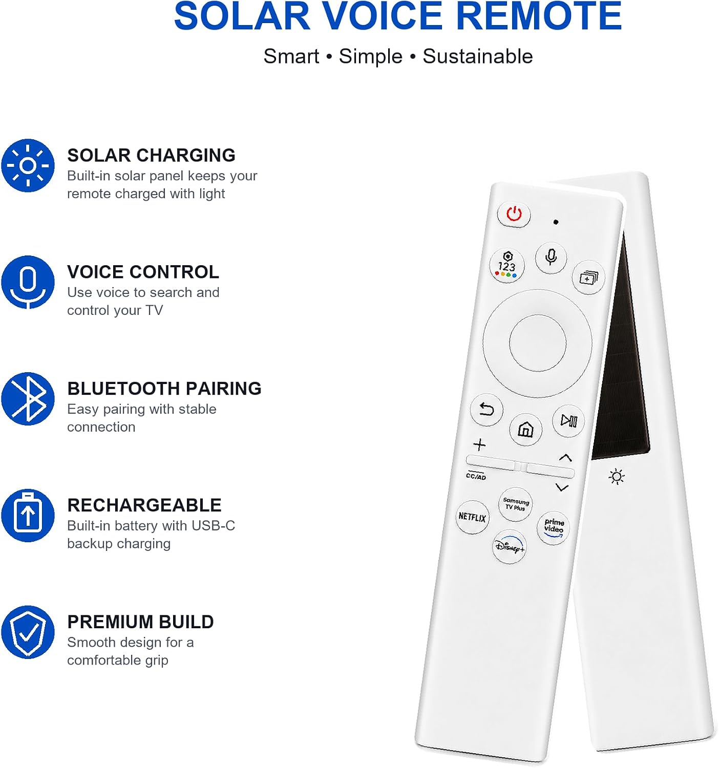 Detalle de Gmatrix for Samsung Voice Remote Control for Frame TVs, Solar and USB-C